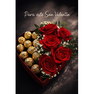 Corazón con bombones y rosas - Imagen 1