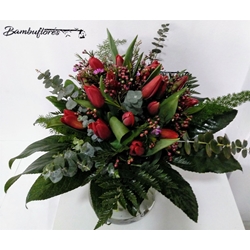 Ramo 20 tulipanes con verdes - Imagen 1