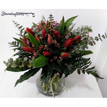 Ramo 20 tulipanes con verdes - Imagen 2